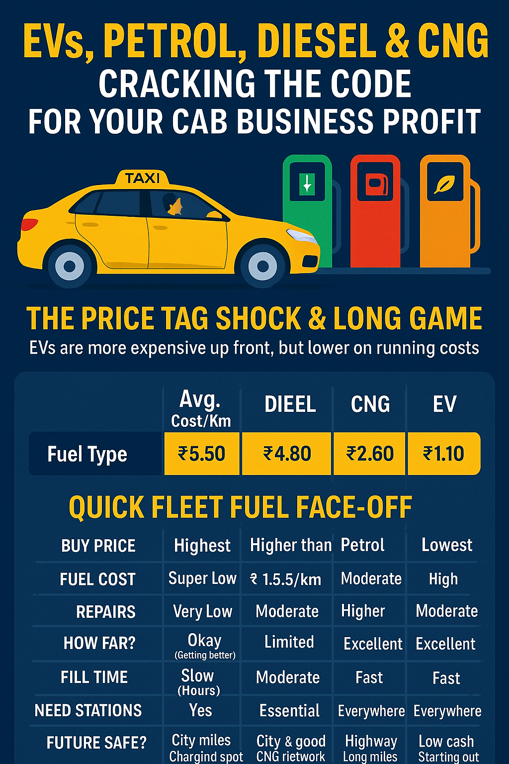 EVs, Petrol, Diesel & CNG: Which One Profit For Our Cab Business