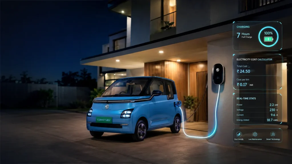 MG Comet EV charging at home using AC charger